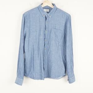 Marine Layer Double Cloth Gauze Long Sleeve Button Down Blue Shirt Mens Sz M